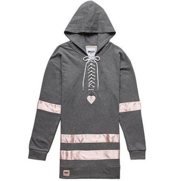 J1MO71 Grey Core Long Hoodie Hooded Sweater Small - Picture 1 of 13